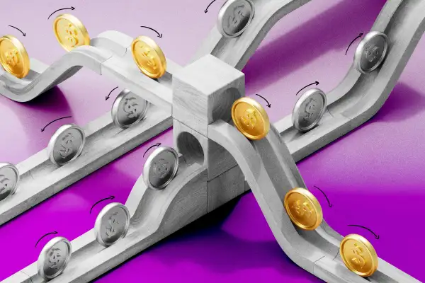 Rolling coins that follow a set path.