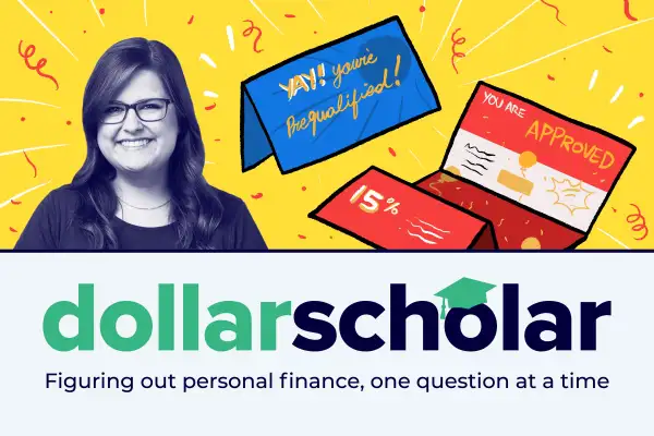 Dollar Scholar banner featuring an illustration of prequalified